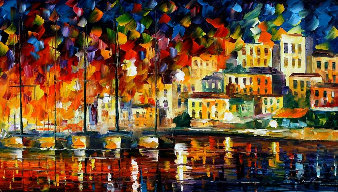 Mediterranean Mood - Limited Edition 1/25 by Leonid Afremov: Mediterranean Mood - Limited Edition 1/25 by Leonid Afremov Available EXCLUSIVELY through Mynt Auctions, this is a limited edition giclee hand-painted by Leonid Afremov, who sadly passed away in 2019.