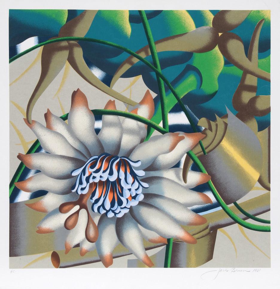 Jack Brusca Morning Flower: Jack Brusca Morning Flower Jack Brusca Date: 1981 Screenprint Signed and numbered in pencil Edition of 200 Image Size: 24 x 24 inches Size: 27 in. x 26 in. (68.58 cm x 66.04 cm) The M