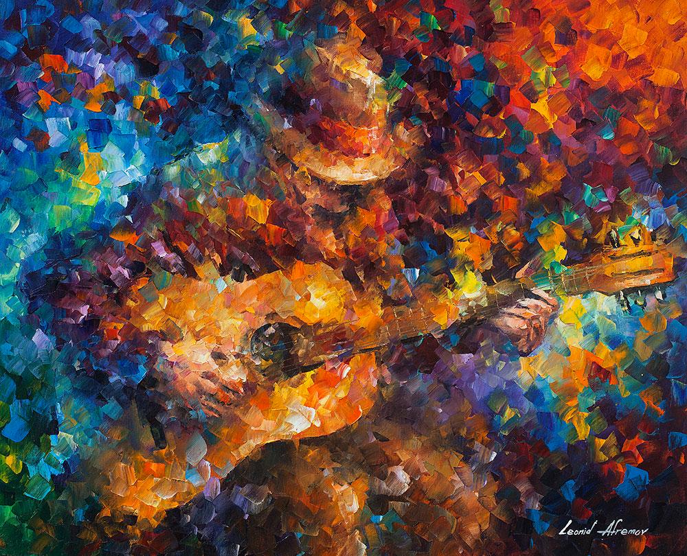Guitar Ballad - Limited Edition 1/25 by Leonid Afremov: Guitar Ballad - Limited Edition 1/25 by Leonid Afremov Available EXCLUSIVELY through Mynt Auctions, this is a limited edition giclee hand-painted by Leonid Afremov, who sadly passed away in 2019. This