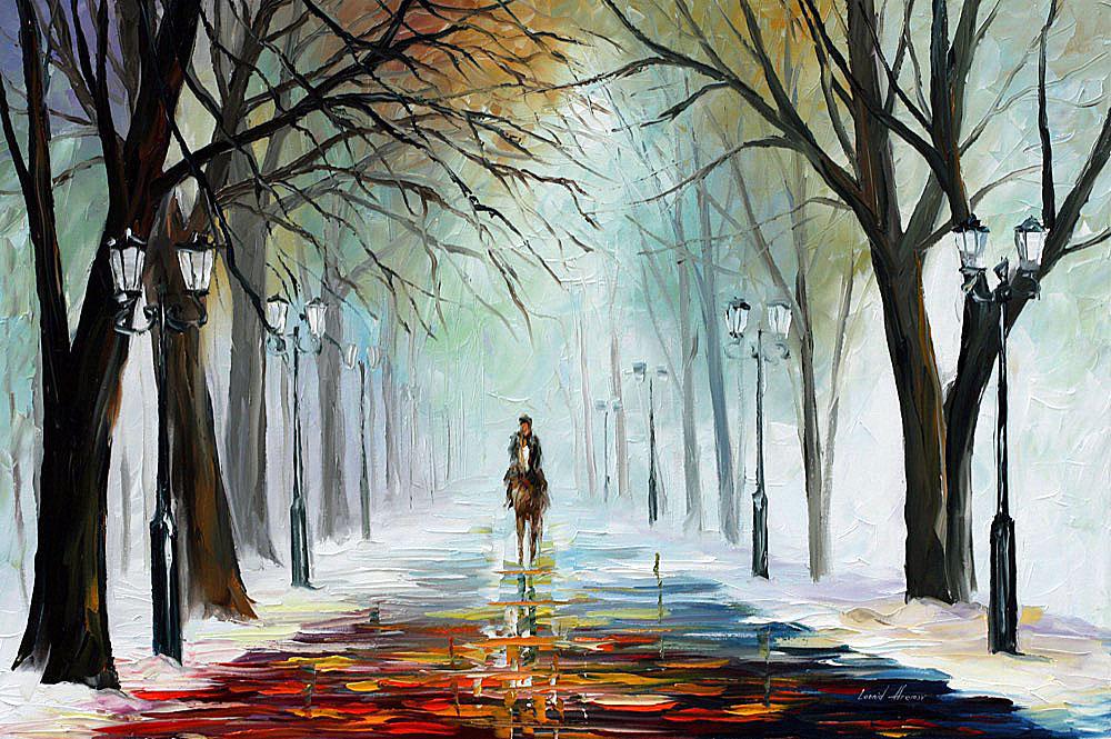 Winter Mood - Limited Edition 1/25 by Leonid Afremov: Winter Mood - Limited Edition 1/25 by Leonid Afremov Available EXCLUSIVELY through Mynt Auctions, this is a limited edition giclee hand-painted by Leonid Afremov, who sadly passed away in 2019. This i