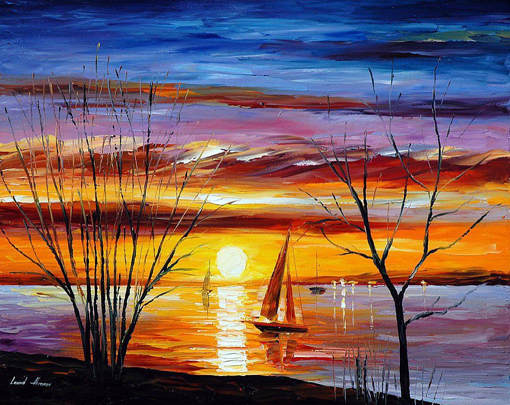 Sunrise By The Lake - Limited Edition 1/25 by Leonid Afremov: Sunrise By The Lake - Limited Edition 1/25 by Leonid Afremov Available EXCLUSIVELY through Mynt Auctions, this is a limited edition giclee hand-painted by Leonid Afremov, who sadly passed away in 2019