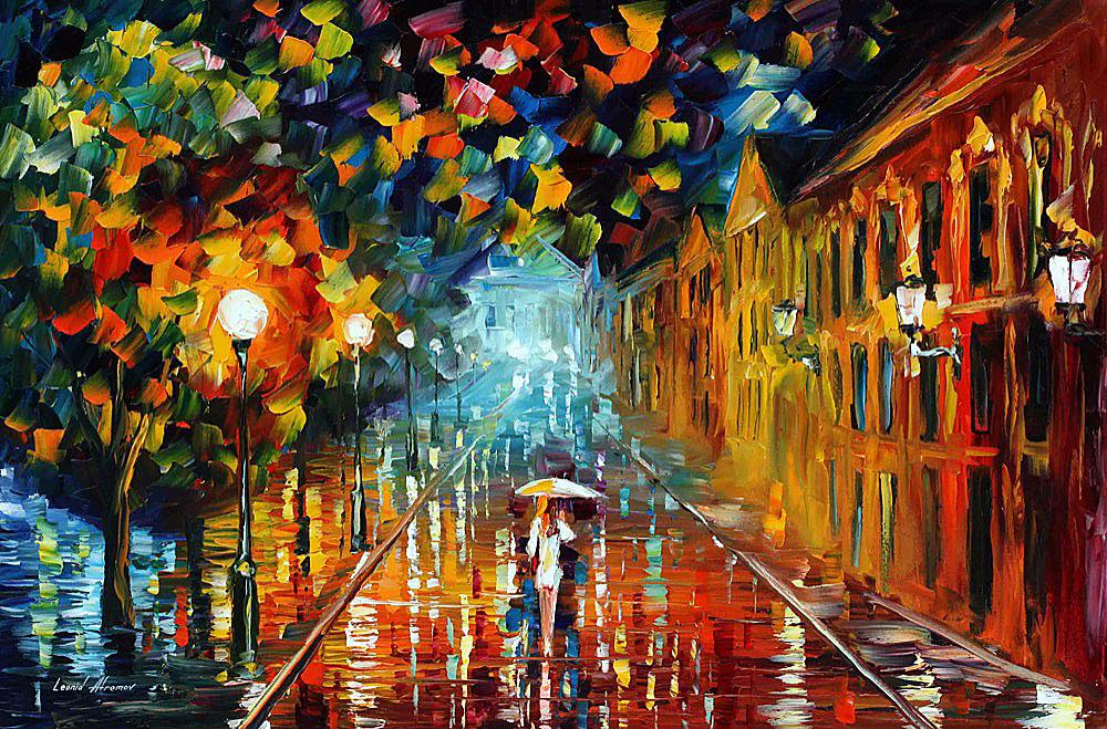 The Beauty Of Night Rain - Limited Edition 1/25 by Leonid Afremov: The Beauty Of Night Rain - Limited Edition 1/25 by Leonid Afremov Available EXCLUSIVELY through Mynt Auctions, this is a limited edition giclee hand-painted by Leonid Afremov, who sadly passed away in