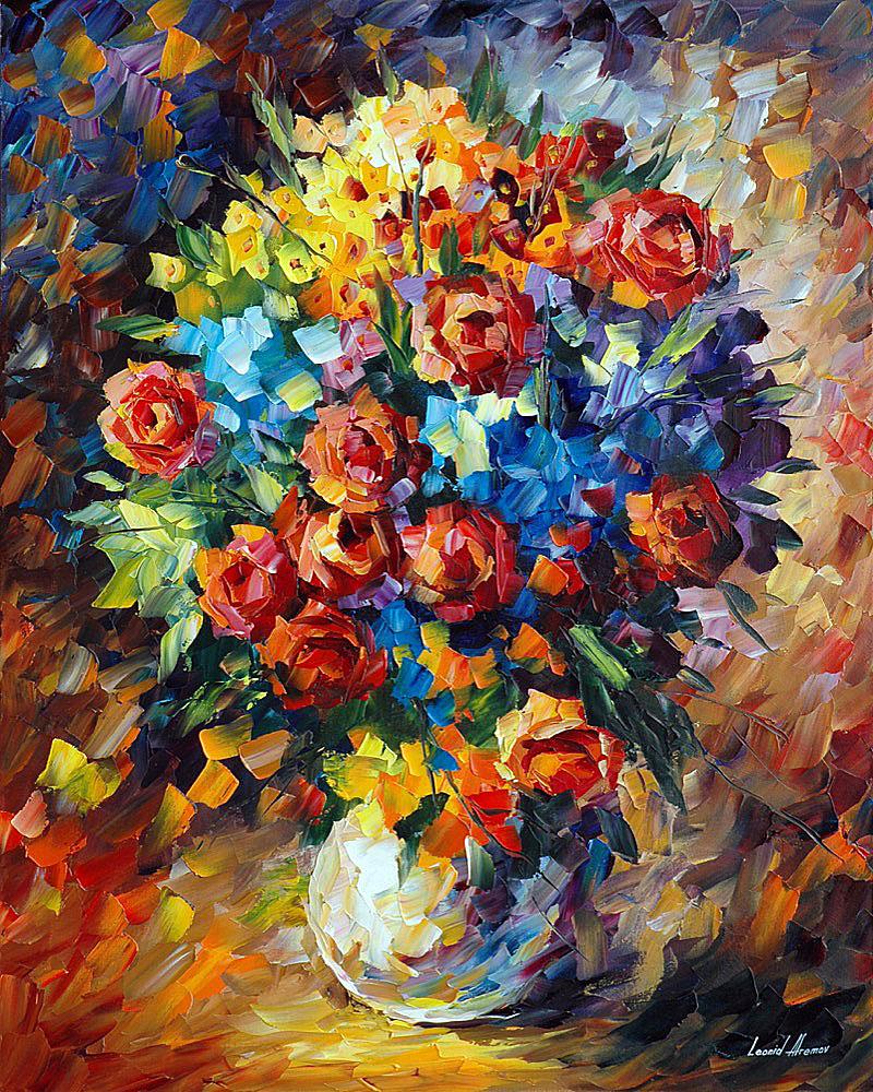 Bouquet For My Beloved - Limited Edition 1/25 by Leonid Afremov: Bouquet For My Beloved - Limited Edition 1/25 by Leonid Afremov Available EXCLUSIVELY through Mynt Auctions, this is a limited edition giclee hand-painted by Leonid Afremov, who sadly passed away in 2
