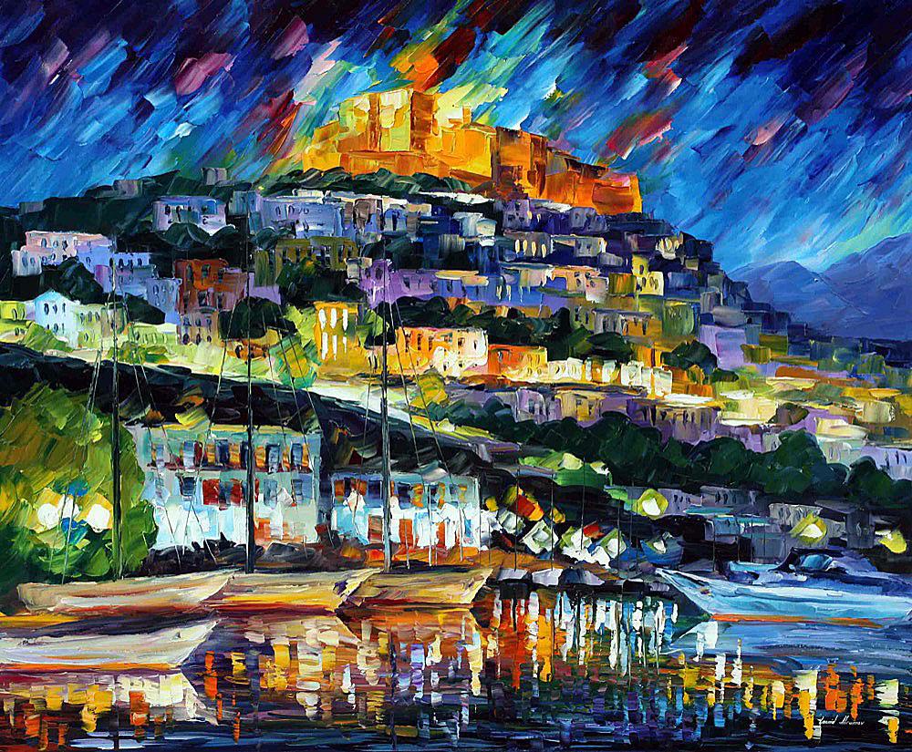 Greece - Lesbos Island - Limited Edition 1/25 by Leonid Afremov: Greece - Lesbos Island - Limited Edition 1/25 by Leonid Afremov Available EXCLUSIVELY through Mynt Auctions, this is a limited edition giclee hand-painted by Leonid Afremov, who sadly passed away in 2