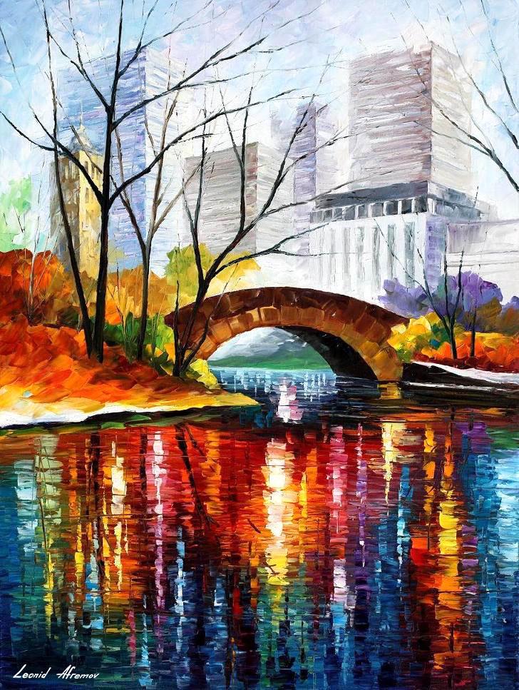 Central Park Bridge - New York - Limited Edition 1/25 by Leonid Afremov: Central Park Bridge - New York - Limited Edition 1/25 by Leonid Afremov Available EXCLUSIVELY through Mynt Auctions, this is a limited edition giclee hand-painted by Leonid Afremov, who sadly passed a