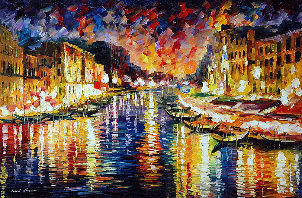 Venice - Grand Canal 2 - Limited Edition 1/25 by Leonid Afremov: Venice - Grand Canal 2 - Limited Edition 1/25 by Leonid Afremov Available EXCLUSIVELY through Mynt Auctions, this is a limited edition giclee hand-painted by Leonid Afremov, who sadly passed away in 2