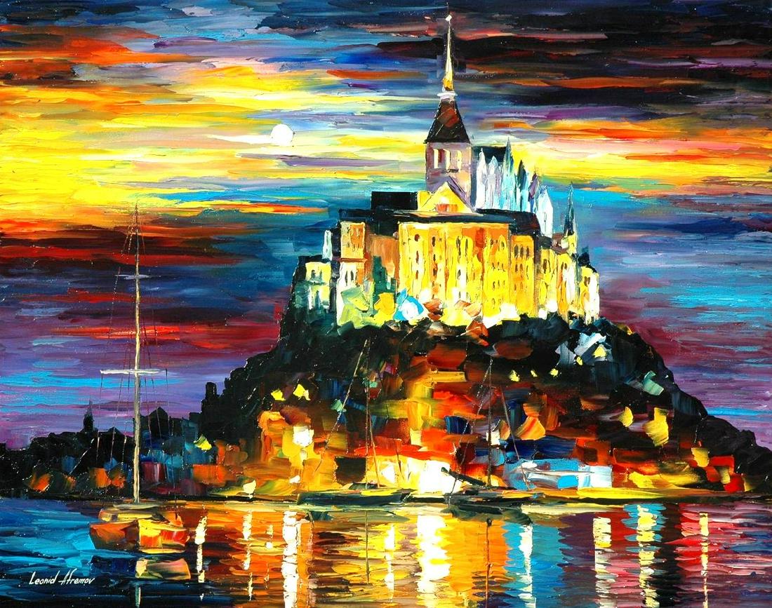 Castle Above The Harbor - Limited Edition 1/25 by Leonid Afremov: Castle Above The Harbor - Limited Edition 1/25 by Leonid Afremov Available EXCLUSIVELY through Mynt Auctions, this is a limited edition giclee hand-painted by Leonid Afremov, who sadly passed away in