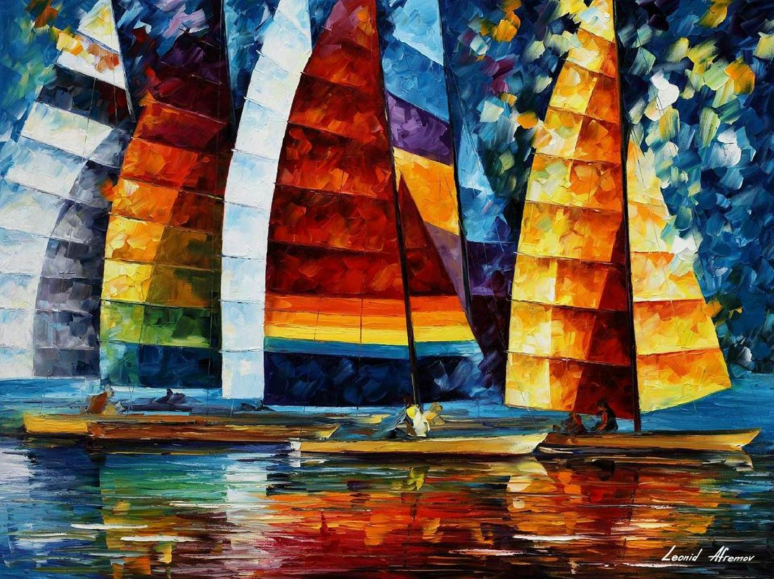 Sea Regatta - Limited Edition 1/25 by Leonid Afremov: Sea Regatta - Limited Edition 1/25 by Leonid Afremov Available EXCLUSIVELY through Mynt Auctions, this is a limited edition giclee hand-painted by Leonid Afremov, who sadly passed away in 2019. This i