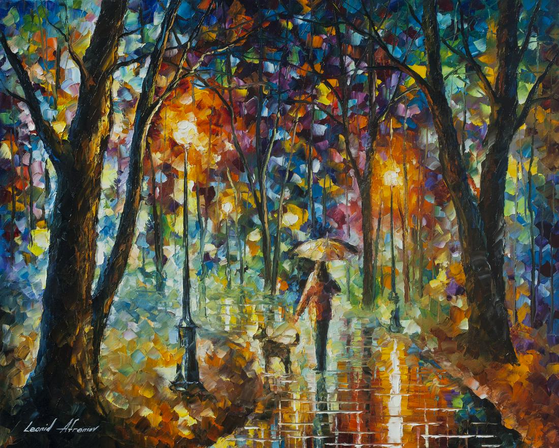 Cold Rain - Limited Edition 1/25 by Leonid Afremov: Cold Rain - Limited Edition 1/25 by Leonid Afremov Available EXCLUSIVELY through Mynt Auctions, this is a limited edition giclee hand-painted by Leonid Afremov, who sadly passed away in 2019. This is