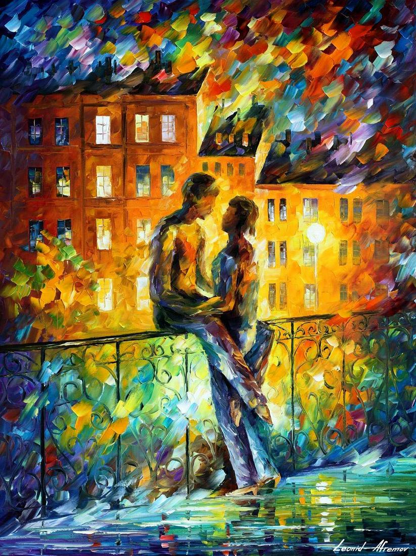 Silhouettes Of People - Limited Edition 1/25 by Leonid Afremov: Silhouettes Of People - Limited Edition 1/25 by Leonid Afremov Available EXCLUSIVELY through Mynt Auctions, this is a limited edition giclee hand-painted by Leonid Afremov, who sadly passed away in 20