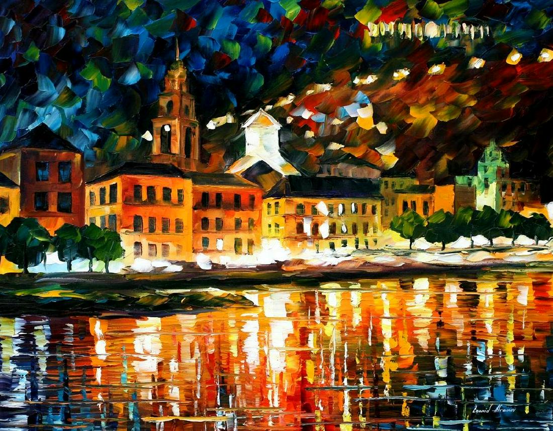 Shore Of The St. Petersburg - Limited Edition 1/25 by Leonid Afremov: Shore Of The St. Petersburg - Limited Edition 1/25 by Leonid Afremov Available EXCLUSIVELY through Mynt Auctions, this is a limited edition giclee hand-painted by Leonid Afremov, who sadly passed away