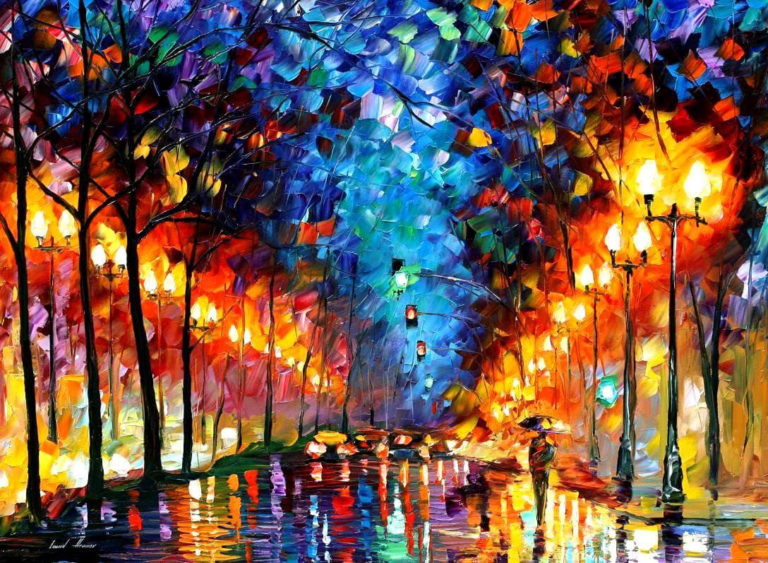 Oakland Rain - Limited Edition 1/25 by Leonid Afremov: Oakland Rain - Limited Edition 1/25 by Leonid Afremov Available EXCLUSIVELY through Mynt Auctions, this is a limited edition giclee hand-painted by Leonid Afremov, who sadly passed away in 2019. This