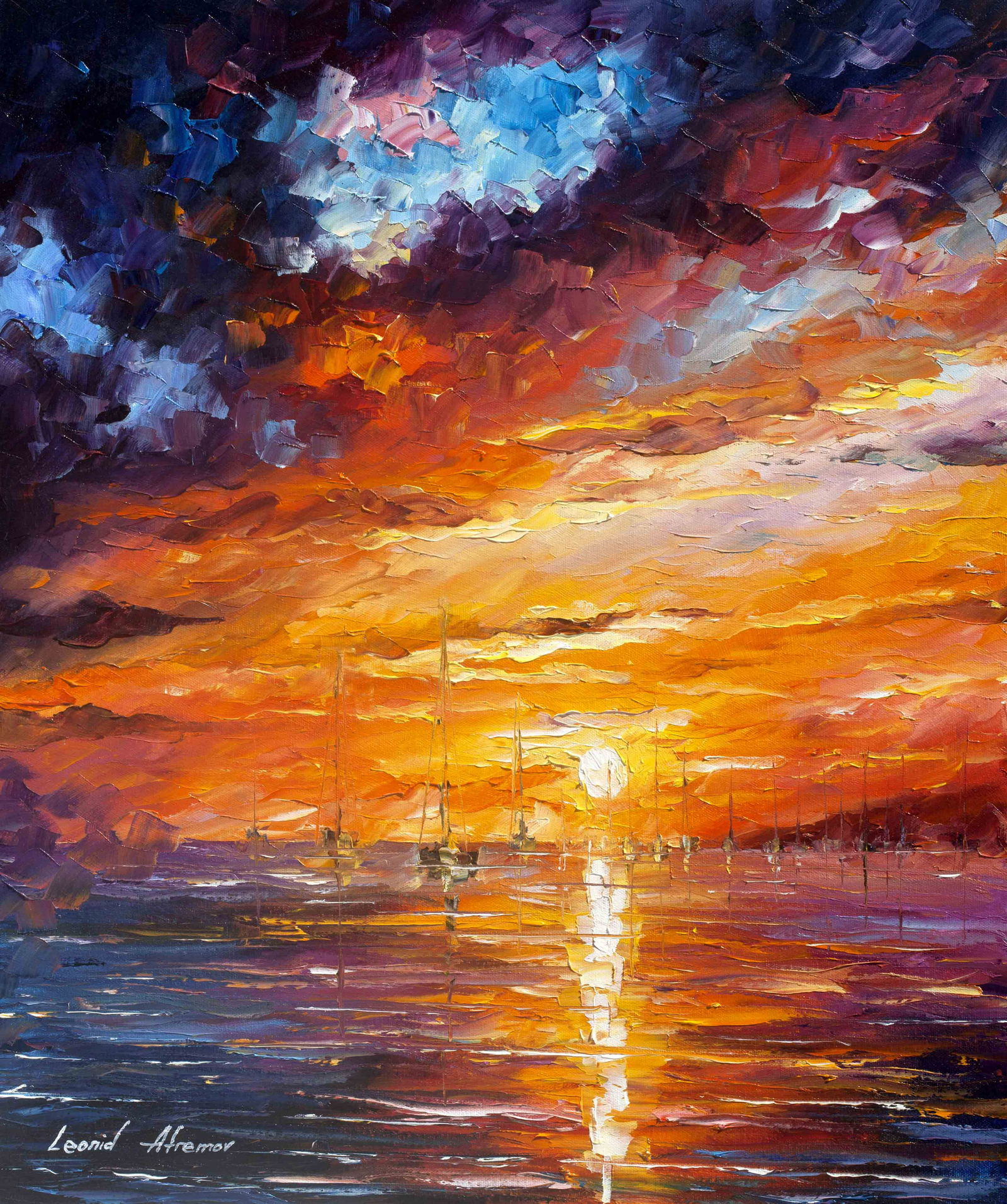 Across The Ocean - Limited Edition 1/25 by Leonid Afremov: Across The Ocean - Limited Edition 1/25 by Leonid Afremov Available EXCLUSIVELY through Mynt Auctions, this is a limited edition giclee hand-painted by Leonid Afremov, who sadly passed away in 2019. T