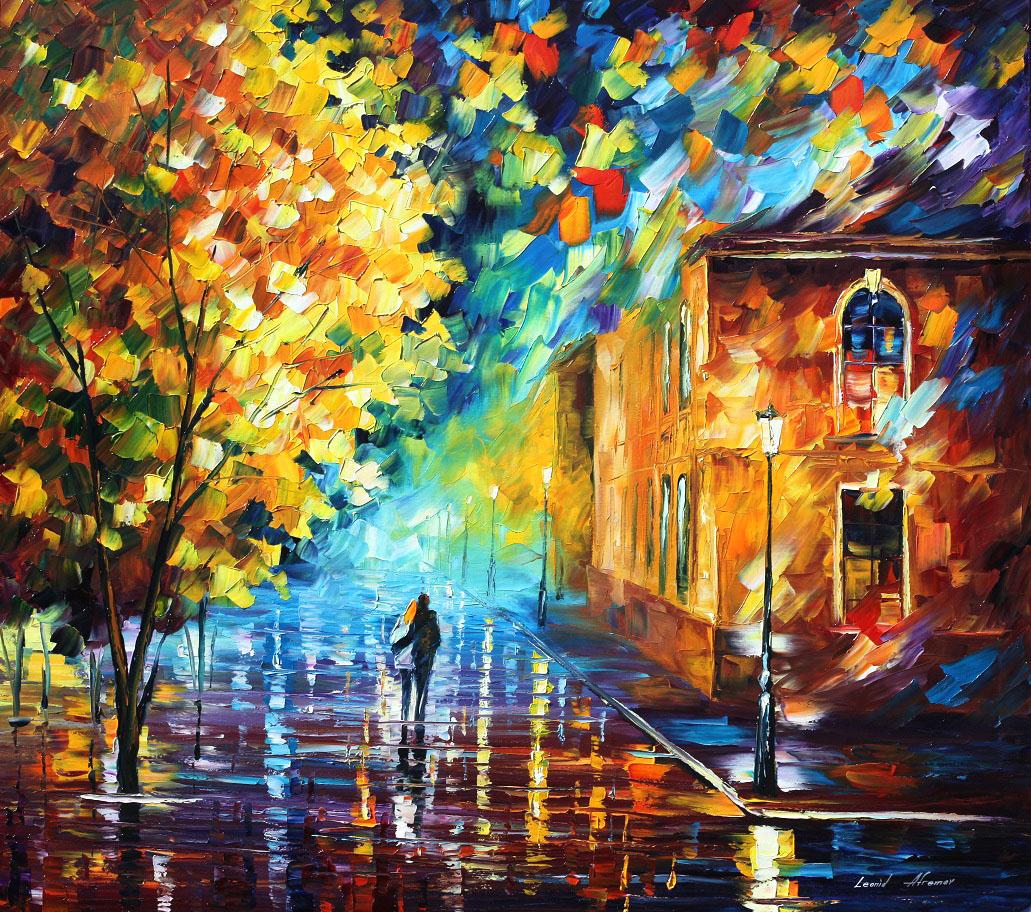 Romantic Stroll - Limited Edition 1/25 by Leonid Afremov: Romantic Stroll - Limited Edition 1/25 by Leonid Afremov Available EXCLUSIVELY through Mynt Auctions, this is a limited edition giclee hand-painted by Leonid Afremov, who sadly passed away in 2019. Th