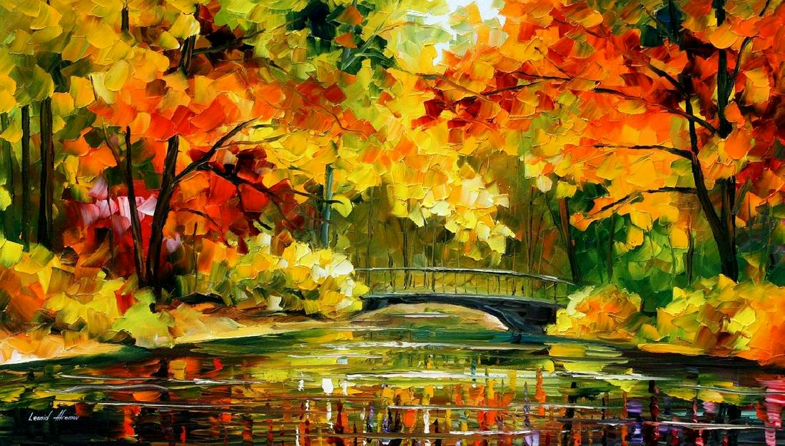 Little Bridge - Limited Edition 1/25 by Leonid Afremov: Little Bridge - Limited Edition 1/25 by Leonid Afremov Available EXCLUSIVELY through Mynt Auctions, this is a limited edition giclee hand-painted by Leonid Afremov, who sadly passed away in 2019. This