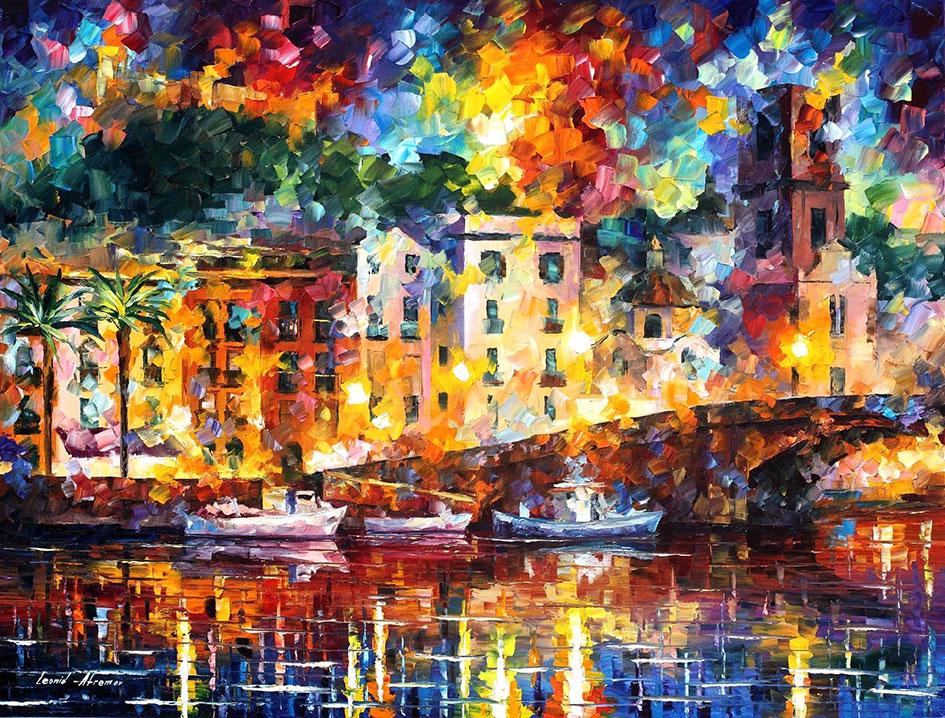 Italian Night - Limited Edition 1/25 by Leonid Afremov: Italian Night - Limited Edition 1/25 by Leonid Afremov Available EXCLUSIVELY through Mynt Auctions, this is a limited edition giclee hand-painted by Leonid Afremov, who sadly passed away in 2019. This
