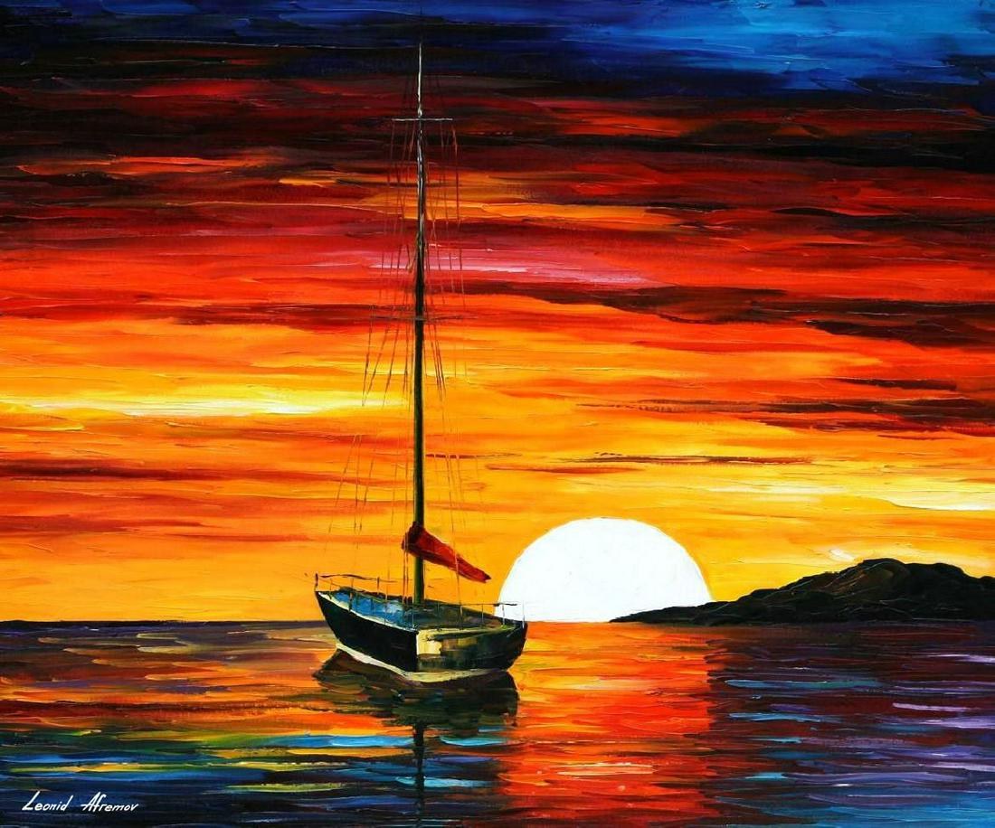 Sunset By The Hill - Limited Edition 1/25 by Leonid Afremov: Sunset By The Hill - Limited Edition 1/25 by Leonid Afremov Available EXCLUSIVELY through Mynt Auctions, this is a limited edition giclee hand-painted by Leonid Afremov, who sadly passed away in 2019.
