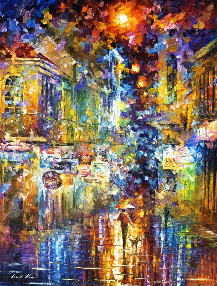 Strolling In Paris - Limited Edition 1/25 by Leonid Afremov: Strolling In Paris - Limited Edition 1/25 by Leonid Afremov Available EXCLUSIVELY through Mynt Auctions, this is a limited edition giclee hand-painted by Leonid Afremov, who sadly passed away in 2019.