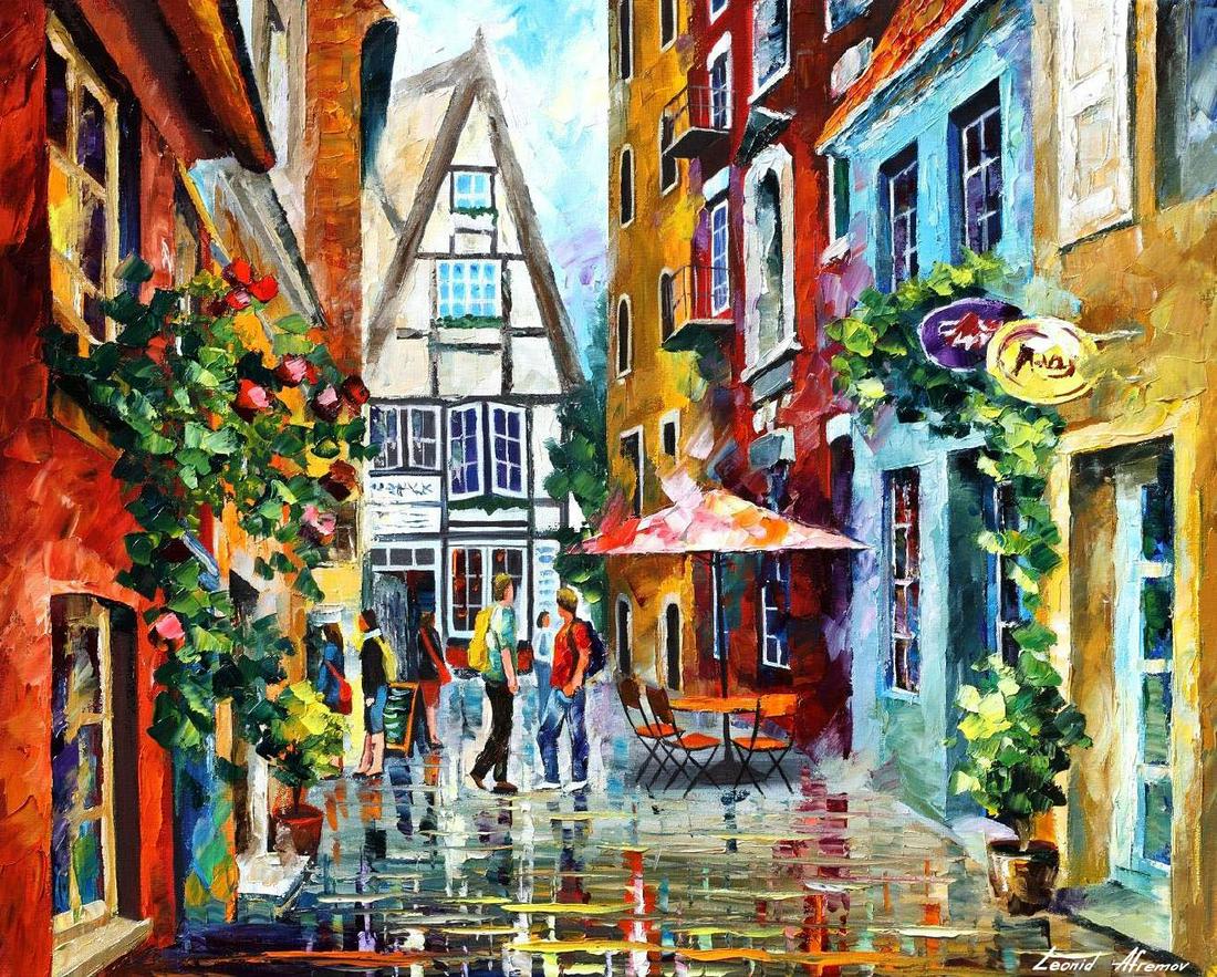 Morning In Bavaria - Limited Edition 1/25 by Leonid Afremov: Morning In Bavaria - Limited Edition 1/25 by Leonid Afremov Available EXCLUSIVELY through Mynt Auctions, this is a limited edition giclee hand-painted by Leonid Afremov, who sadly passed away in 2019.