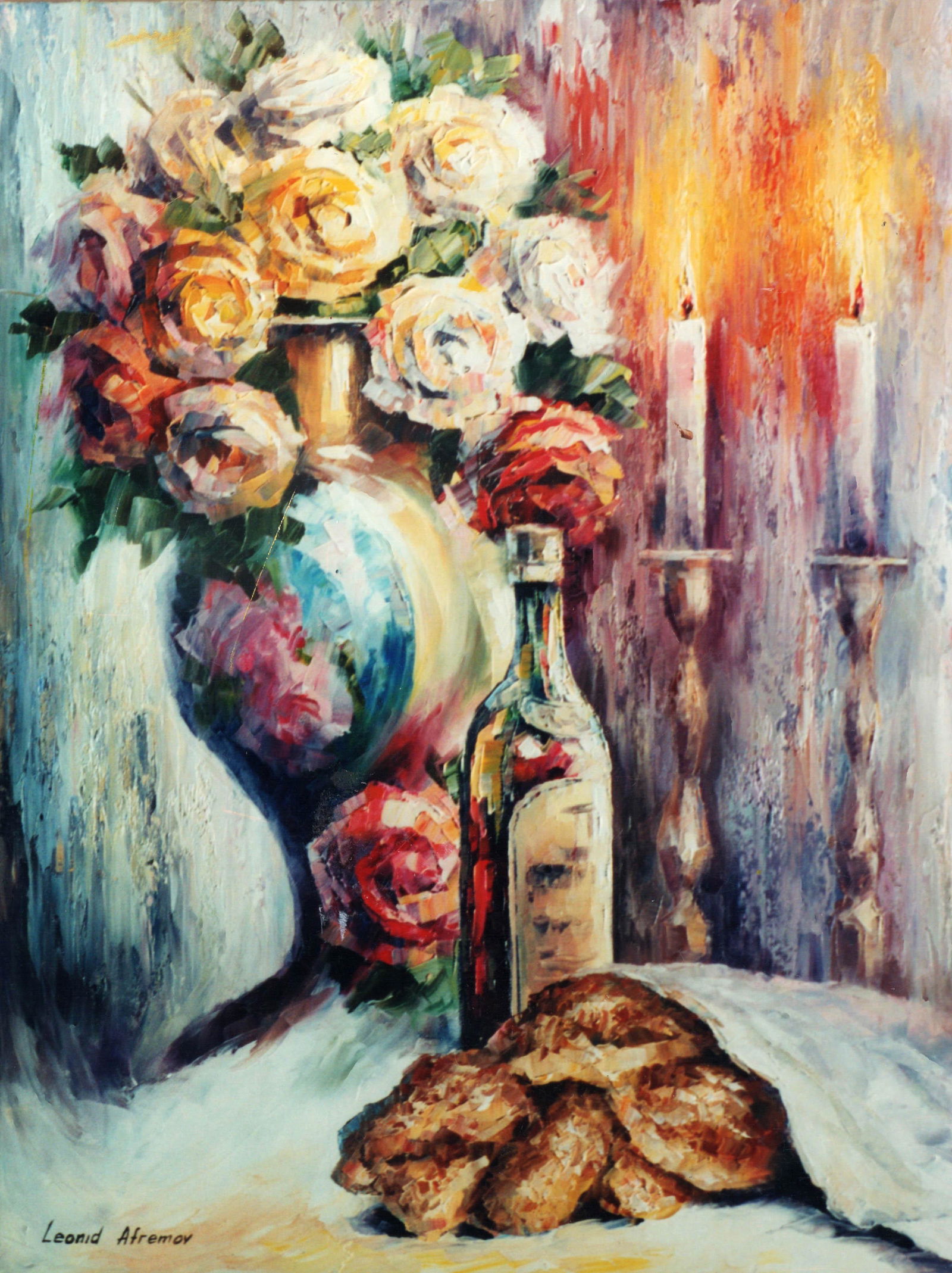 Dinner Flashes - Limited Edition 1/25 by Leonid Afremov: Dinner Flashes - Limited Edition 1/25 by Leonid Afremov Available EXCLUSIVELY through Mynt Auctions, this is a limited edition giclee hand-painted by Leonid Afremov, who sadly passed away in 2019. Thi
