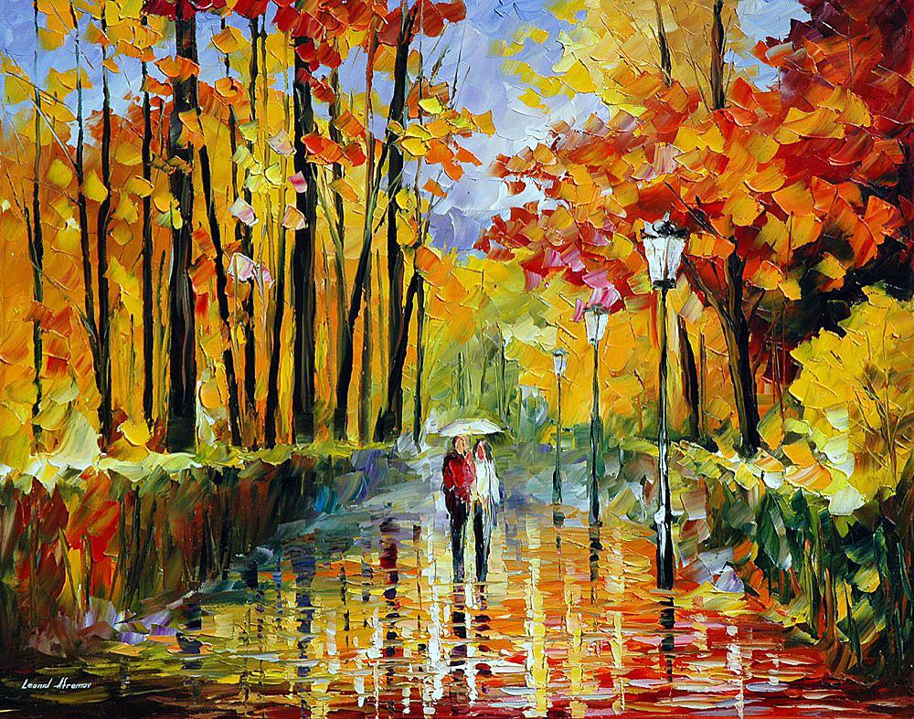 Autumn Rain Framed - Limited Edition 1/25 by Leonid Afremov: Autumn Rain Framed - Limited Edition 1/25 by Leonid Afremov Available EXCLUSIVELY through Mynt Auctions, this is a limited edition giclee hand-painted by Leonid Afremov, who sadly passed away in 2019.