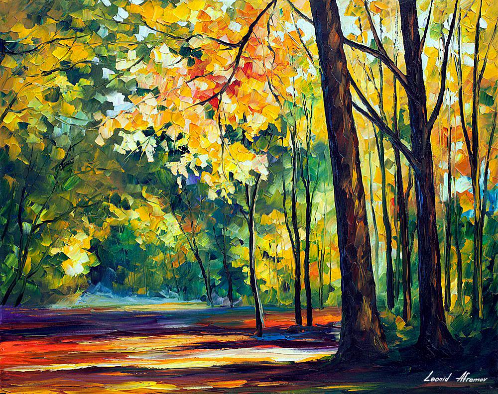 Morning Forest Light - Limited Edition 1/25 by Leonid Afremov: Morning Forest Light - Limited Edition 1/25 by Leonid Afremov Available EXCLUSIVELY through Mynt Auctions, this is a limited edition giclee hand-painted by Leonid Afremov, who sadly passed away in 201