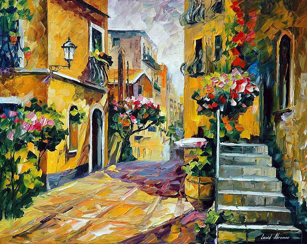 The Sun Of Sicily - Limited Edition 1/25 by Leonid Afremov: The Sun Of Sicily - Limited Edition 1/25 by Leonid Afremov Available EXCLUSIVELY through Mynt Auctions, this is a limited edition giclee hand-painted by Leonid Afremov, who sadly passed away in 2019.