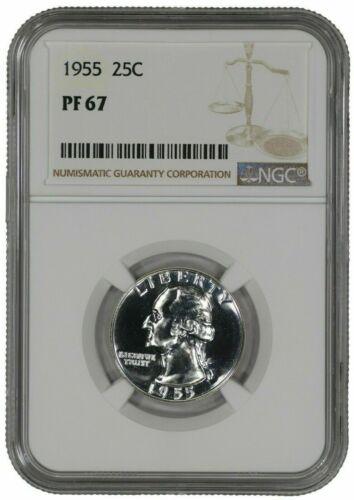 1955 PROOF WASHINGTON QUARTER 25C NGC CERTIFIED PF 67 - SPOT HAZE: 1955 PROOF WASHINGTON QUARTER 25C NGC CERTIFIED PF 67 - SPOT HAZE Certification: NGC Composition: Silver Grade: PF-67 Year: 1955 Circulated/Uncirculated: Uncirculated Strike Type: PR Mint Location: Ph