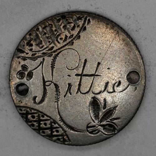 1888 SEATED LIBERTY DIME 10C - LOVE TOKEN "KITTIE" HOLED AND A HALF XF: 1888 SEATED LIBERTY DIME 10C - LOVE TOKEN "KITTIE" HOLED AND A HALF XF Certification: Uncertified Composition: Silver Year: 1888 Circulated/Uncirculated: Unknown Strike Type: No Grade Country: USA KM