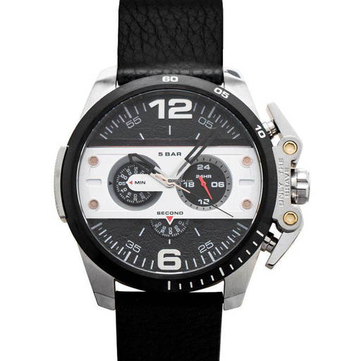 Diesel Ironside Chronograph Quartz Black Dial Black Leather Men's Watch DZ4361 (0968C) on Apr