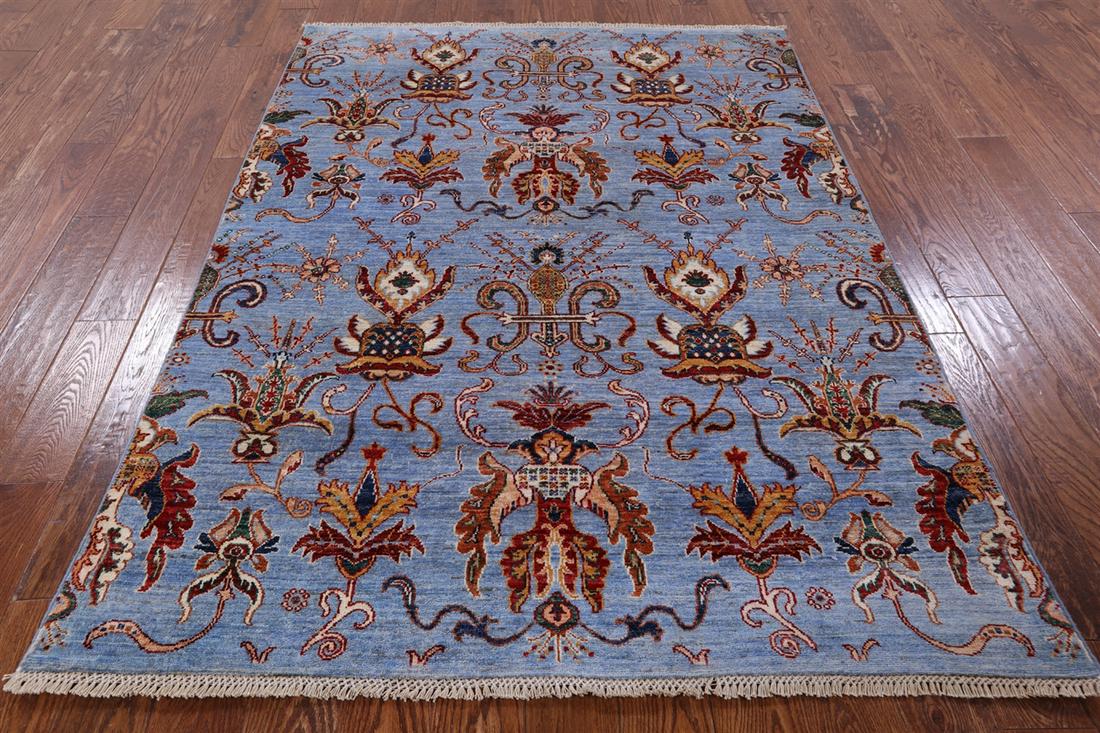 Hand Knotted Persian Tabriz Wool Rug 4' 11" X 6' 7": Hand Knotted Persian Tabriz Wool Rug 4' 11" X 6' 7" Design: Tabriz Exact Size: 4\ 11 X 6\ 7 Style: Persian Foundation: Cotton Pile: Wool Weave: Hand-knotted Age: New The Mynt Guarantee: All items in t