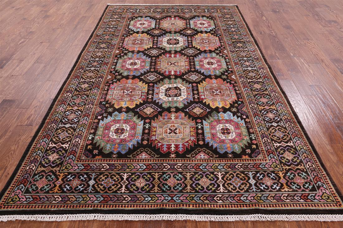 6' 7" X 10' 1" Fine Turkmen Hand Knotted Wool Rug: 6' 7" X 10' 1" Fine Turkmen Hand Knotted Wool Rug Design: Traditional Exact Size: 6\ 7 X 10\ 1 Style: Ersari Foundation: Cotton Pile: Wool Weave: Hand-knotted Age: New The Mynt Guarantee: All items in