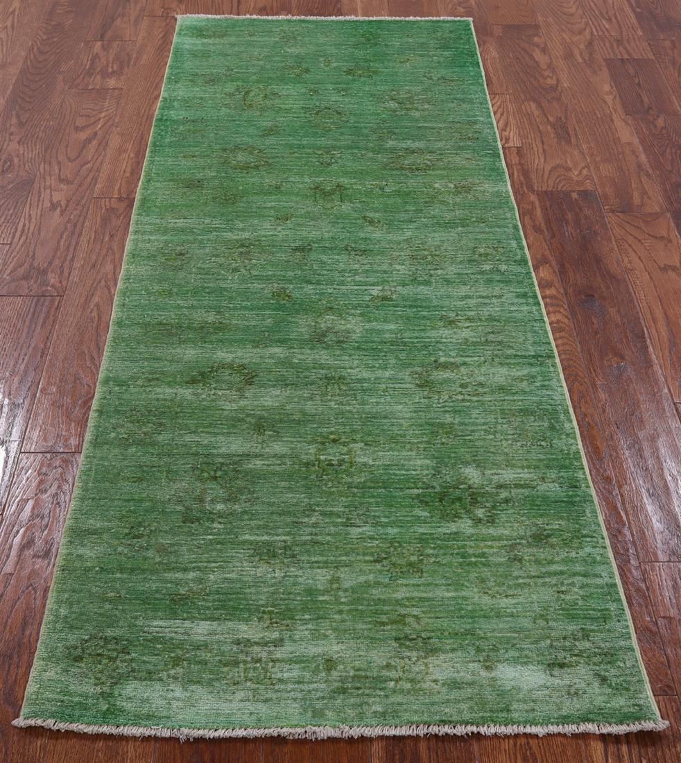 Runner Overdyed Full Pile Handmade Rug 2' 6" X 6' 6": Runner Overdyed Full Pile Handmade Rug 2' 6" X 6' 6" Design: Contemporary Exact Size: 2\ 6 X 6\ 6 Style: Overdyed Foundation: Cotton Pile: Wool Weave: Hand-knotted Age: New The Mynt Guarantee: All ite