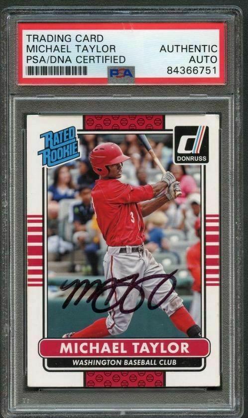 2015 Donruss Rated Rookie #38 Michael Taylor Signed Rookie Card PSA Slabbed: 2015 Donruss Rated Rookie #38 Michael Taylor Signed Rookie Card PSA Slabbed Graded: No Sport: Aikido PLEASE NOTE: Framed Large or heavy Items do not have shipping costs included. The exact shipping co