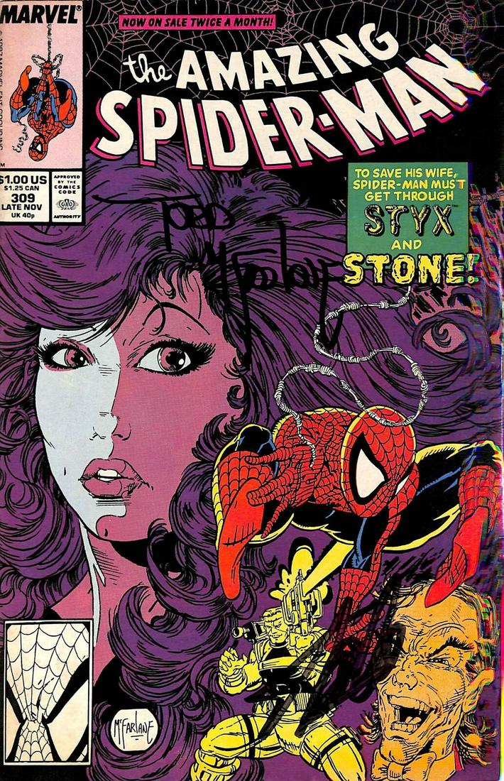 Stan Lee & Todd McFarlane Signed The Amazing Spider-Man #309 Comic BAS: Stan Lee & Todd McFarlane Signed The Amazing Spider-Man #309 Comic BAS Autograph Authentication: BAS PRODUCT_COA: BAS PRODUCT_SIGNED_BY_NAME: Stan Lee & Todd McFarlane PRODUCT_SIGNED_BY_BRAND: Marvel