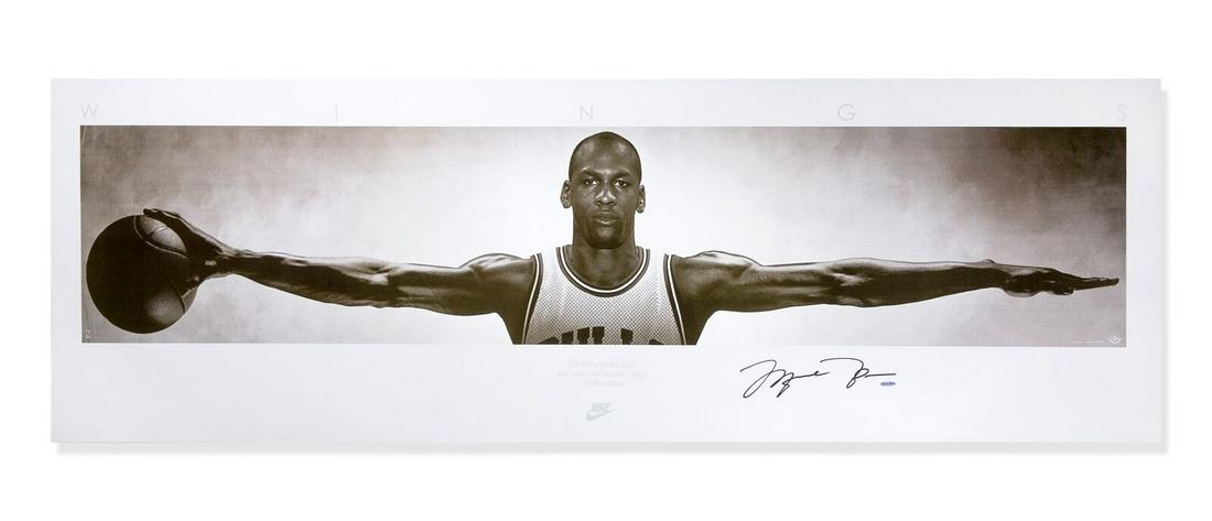 Michael Jordan Autographed 76x28 Photo "Wings" Nike Poster Chicago Bulls: Michael Jordan Autographed 76x28 Photo "Wings" Nike Poster Chicago Bulls Sport: Basketball-NBA Product: Lithograph Poster & Print Original/Reprint: Original Player: Michael Jordan Autograph Authentica