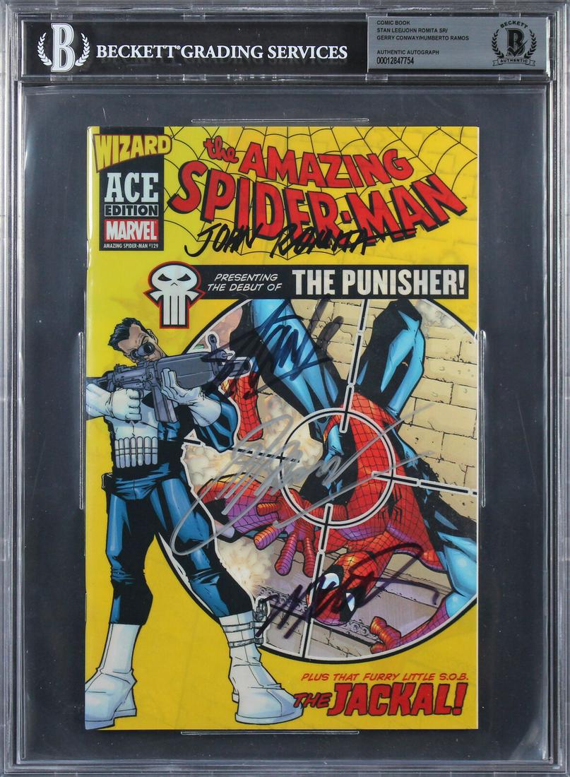 (6) Stan Lee McFarlane +4 Signed The Amazing Spider-Man #129 Comic BAS: (6) Stan Lee McFarlane +4 Signed The Amazing Spider-Man #129 Comic BAS Industry: Movies Original/Reproduction: Original Autograph Authentication: Beckett PRODUCT_COA: Beckett PRODUCT_SIGNED_BY_NAME: S