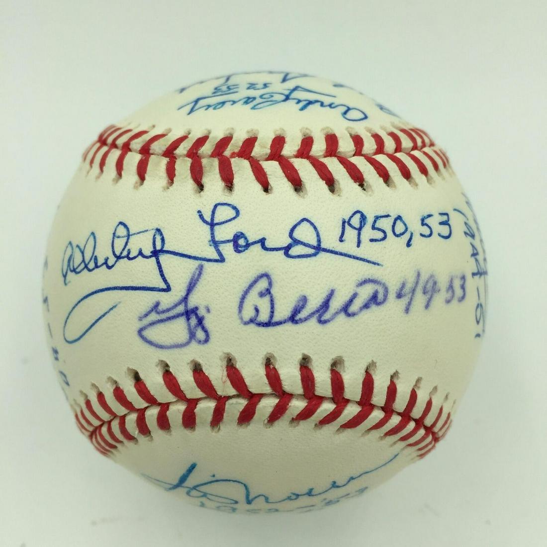 Yogi Berra & Whitey Ford 1950's Yankees Greats Signed Baseball 18 Sigs PSA: Yogi Berra & Whitey Ford 1950's Yankees Greats Signed Baseball 18 Sigs PSA Autograph Authentication: Professional Sports (PSA/DNA) Product: Ball Original/Reprint: Original Sport: Baseball-MLB PLEASE N