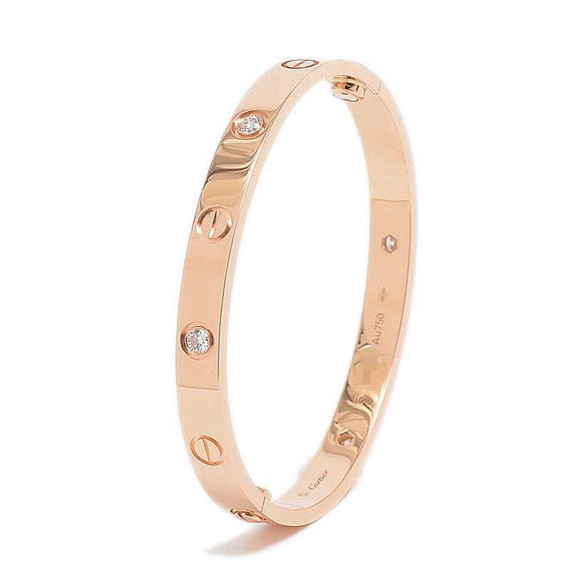 Cartier Love Breath Half Diamond 4P K18PG # 16 B60360: Cartier Love Breath Half Diamond 4P K18PG # 16 B60360 Brand: Cartier Line: Love Type: Charm bracelet Material: Pink gold (18K) Color: Pink gold Stone: Diamond Weight (ct.): 0.15 Size: 16 Length: 15cm 