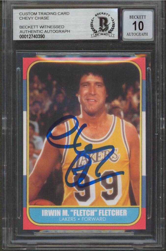 Chevy Chase Fletch Signed Custom Trading Card Auto 10! BAS Slabbed: Chevy Chase Fletch Signed Custom Trading Card Auto 10! BAS Slabbed Industry: Movies Original/Reproduction: Original Autograph Authentication: Beckett PRODUCT_COA: Beckett PRODUCT_SIGNED_BY_NAME: Chevy
