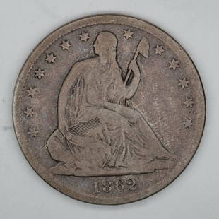 1862 S SEATED LIBERTY HALF DOLLAR 50C VG VERY GOOD / F FINE - CIVIL WAR DATE: 1862 S SEATED LIBERTY HALF DOLLAR 50C VG VERY GOOD / F FINE - CIVIL WAR DATE Certification: Uncertified Composition: Silver Year: 1862 Circulated/Uncirculated: Unknown Strike Type: No Grade Mint