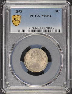 1898 5C Liberty Nickel PCGS: 1898 5C Liberty Nickel PCGS Certification: PCGS Certification Number: 44170017 Grade: MS64 Year: 1898 Circulated/Uncirculated: Uncirculated Strike Type: Business Mint Location: Philadelphia