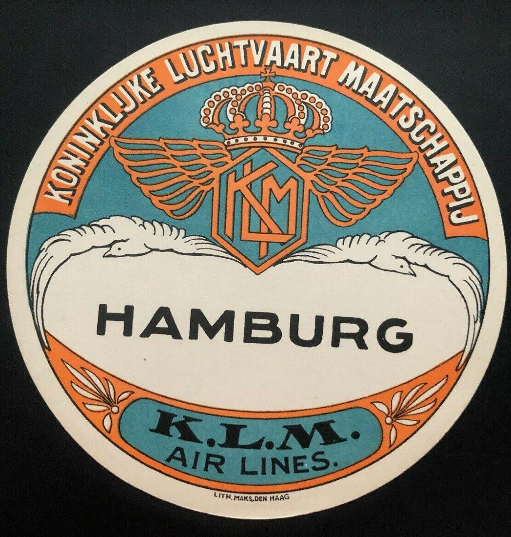 Mint Netherlands Air Baggage Label Tag Hamburg KLM Royal Dutch Air