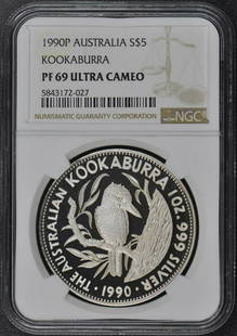 1990 AUSTRALIA KOOKABURRA KM-138 S$5 NGC: 1990 AUSTRALIA KOOKABURRA KM-138 S$5 NGC Circulated/Uncirculated: Uncirculated Year: 1990 Certification: NGC Certification Number: 5843172027 Grade: PR69 Pre-Owned PLEASE NOTE: Framed Large or