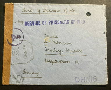 1940s Dehra Dun India POW Prisoner Of War Camp Cover to Hamburg Germany: 1940s Dehra Dun India POW Prisoner Of War Camp Cover to Hamburg Germany Region: India Grade: Ungraded Place of Origin: India (until 1947) Quality: Used Type: Cover Country/Region of Manufacture: