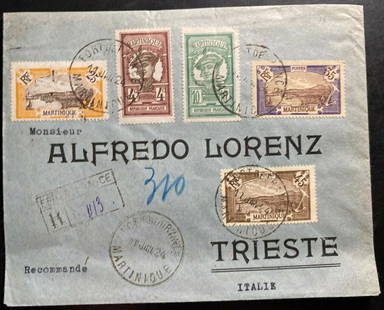 1924 Fort De France Martinique Registered Cover To Trieste Italy: 1924 Fort De France Martinique Registered Cover To Trieste Italy Region: Martinique Grade: Ungraded Quality: Used Place of Origin: France & Colonies Type: Cover Country/Region of Manufacture: Italy