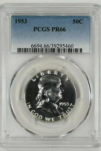 1953 FRANKLIN HALF DOLLAR 50C PCGS CERTIFIED PR 66 PROOF UNCIRCULATED: 1953 FRANKLIN HALF DOLLAR 50C PCGS CERTIFIED PR 66 PROOF UNCIRCULATED Certification: PCGS Composition: Silver Grade: PR-66 Year: 1953 Circulated/Uncirculated: Uncirculated Strike Type: PR Mint