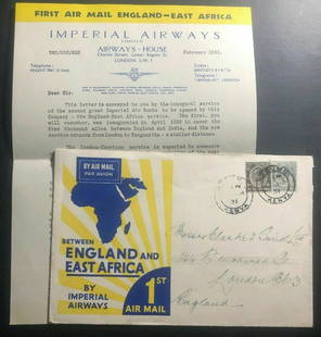 1931 Kisumu Kenya KUT First Flight Airmail Cover FFC To London England: 1931 Kisumu Kenya KUT First Flight Airmail Cover FFC To London England Type: Cover Quality: Used Place of Origin: British KUT Grade: Ungraded Certification: Uncertified Pre-Owned PLEASE NOTE: