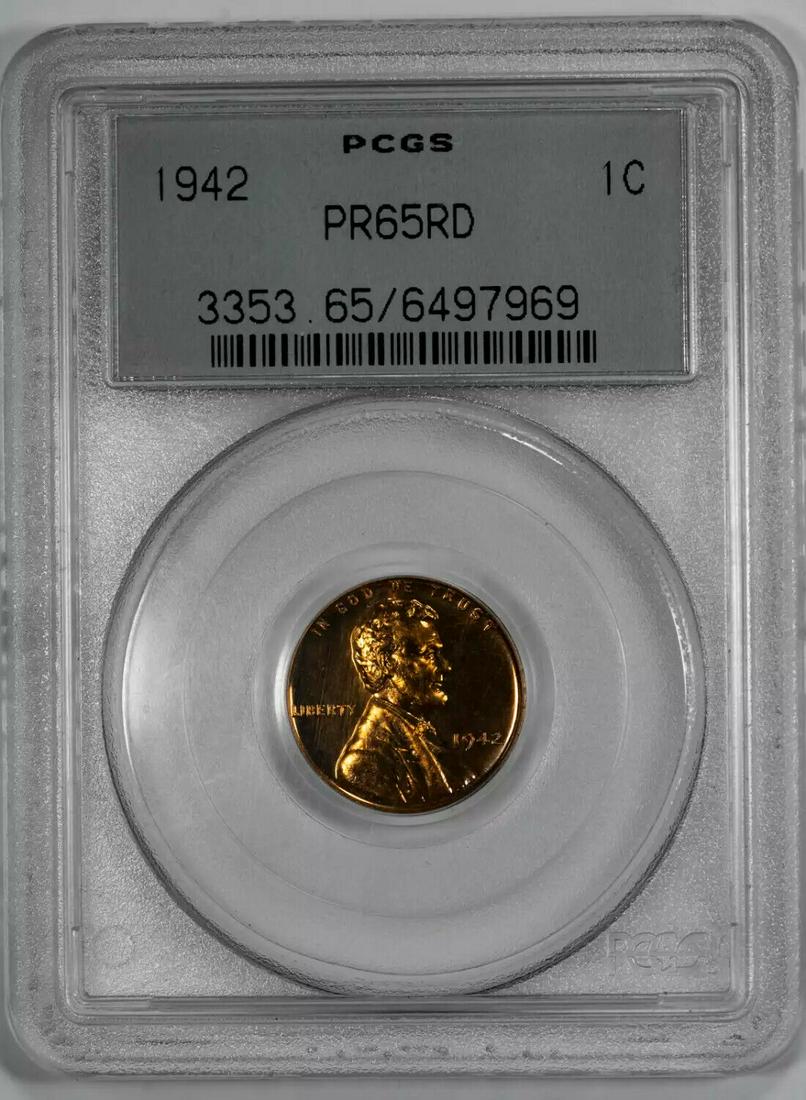1942 PROOF LINCOLN WHEAT CENT PENNY 1C PCGS CERTIFIED PR 65 RED: 1942 PROOF LINCOLN WHEAT CENT PENNY 1C PCGS CERTIFIED PR 65 RED Certification: PCGS Composition: Copper Grade: PR-65 Year: 1942 Circulated/Uncirculated: Uncirculated Strike Type: PR Mint Location: PHI