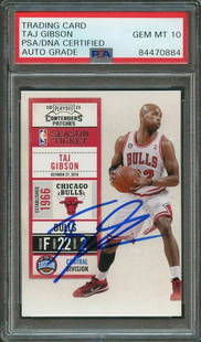2010-11 Playoff Contenders #71 Taj Gibson Signed Card AUTO 10 PSA Slabbed: 2010-11 Playoff Contenders #71 Taj Gibson Signed Card AUTO 10 PSA Slabbed Graded: No Sport: Aikido Pre-Owned PLEASE NOTE: Framed Large or heavy Items do not have shipping costs included. The